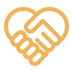 icon representing recruitment, orange heart with clasping hands